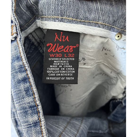 Nu Wear Denim‎ Distressed Boot Cut Jeans Mens Size 30x32 Blue Cotton Pockets - Picture 4 of 16